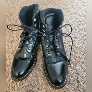 Justin boots black combat lace up size 6 Unisex Style